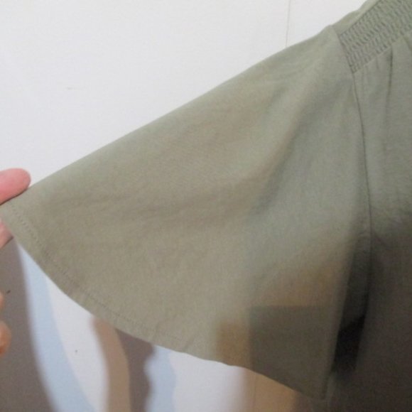 Rib Shoulder Billow Sleeve Scoop Neck T Shirt - Picture 3 of 7